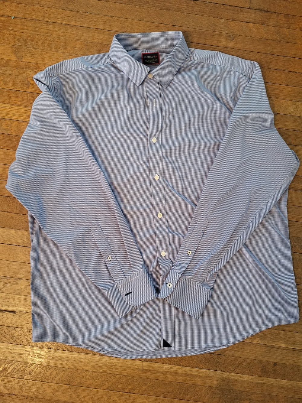 UNTUCKit Men's Blue Pinstripe Dress Shirt
